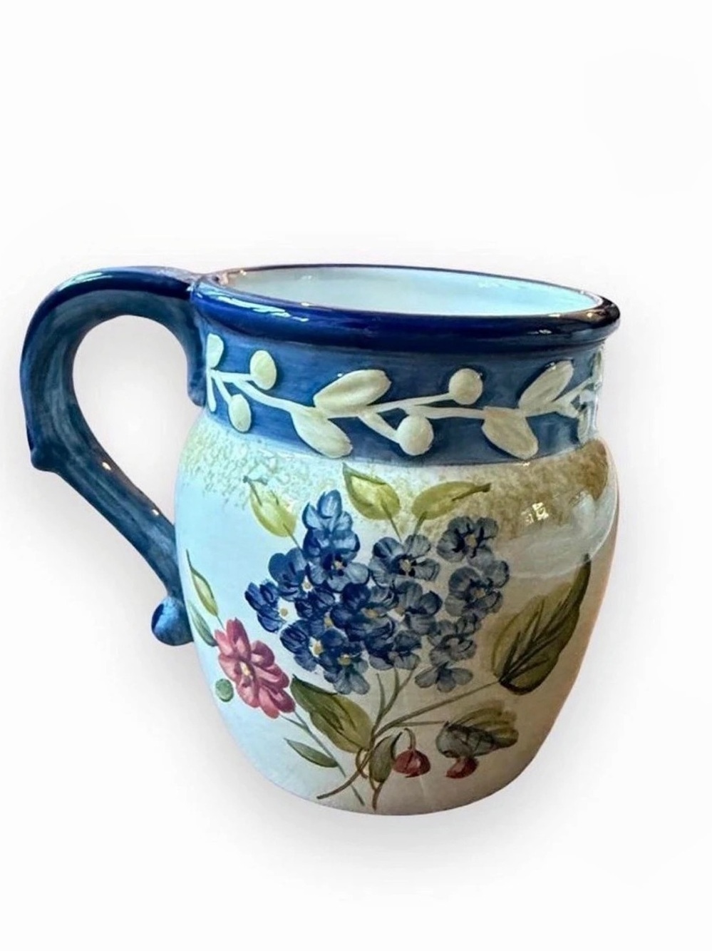 Certified International Flora by Pamela Gladding Mug Floral Ceramic Blue & White